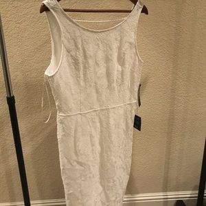 Lulu’s White Lace Dress with Pearl Back (NEW!)